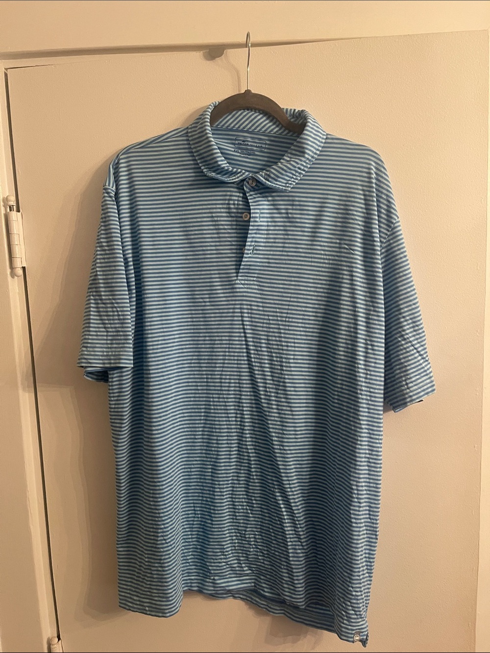 Peter Millar Blue and White Striped Polo